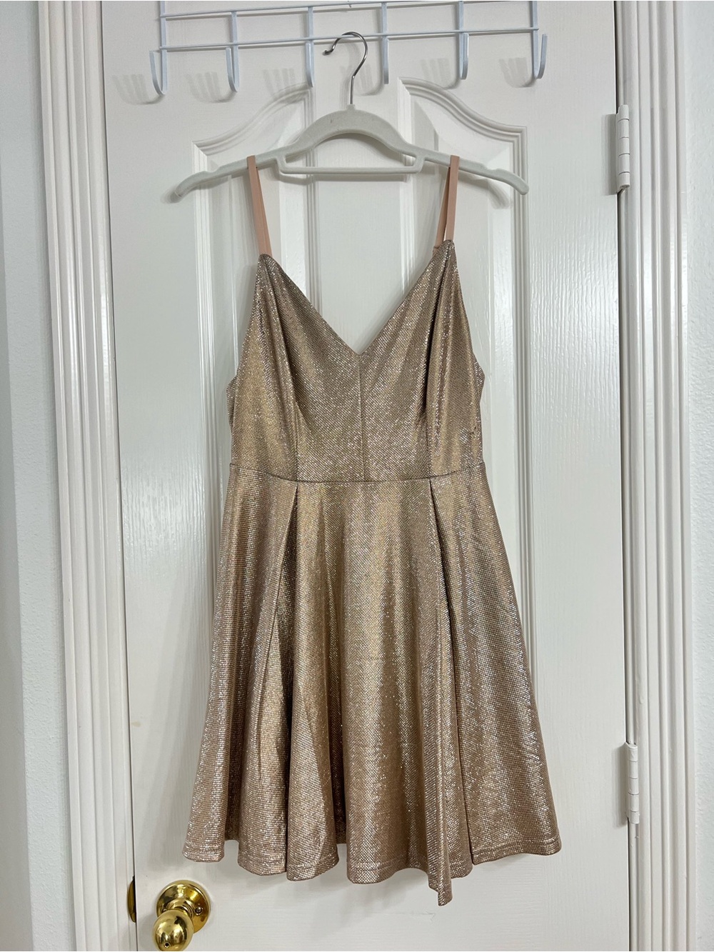 Lulu's Shimmery Champagne A-Line Mini Dress